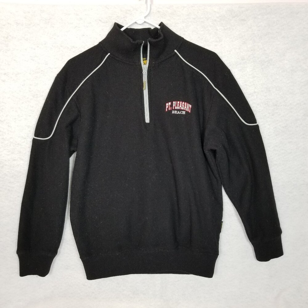 PT PLEASANT BEACH Renegade Club Fleece Qtr Zip L/S Jacket Black Size S ~ 4482